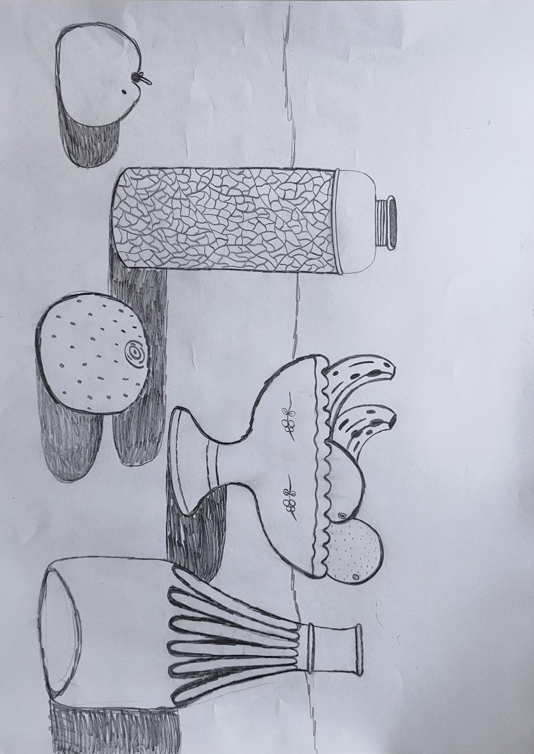 Nature morte avec jarre, coupelle de fruits, vase, pomme et orange